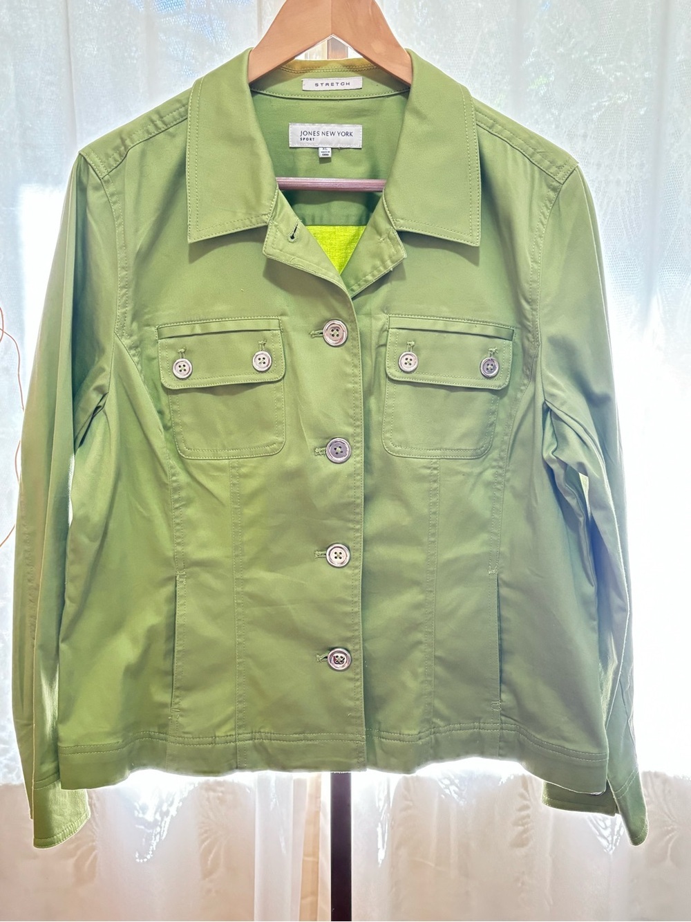 Jones New York Lime Green Utility Jacket Unlined size XL